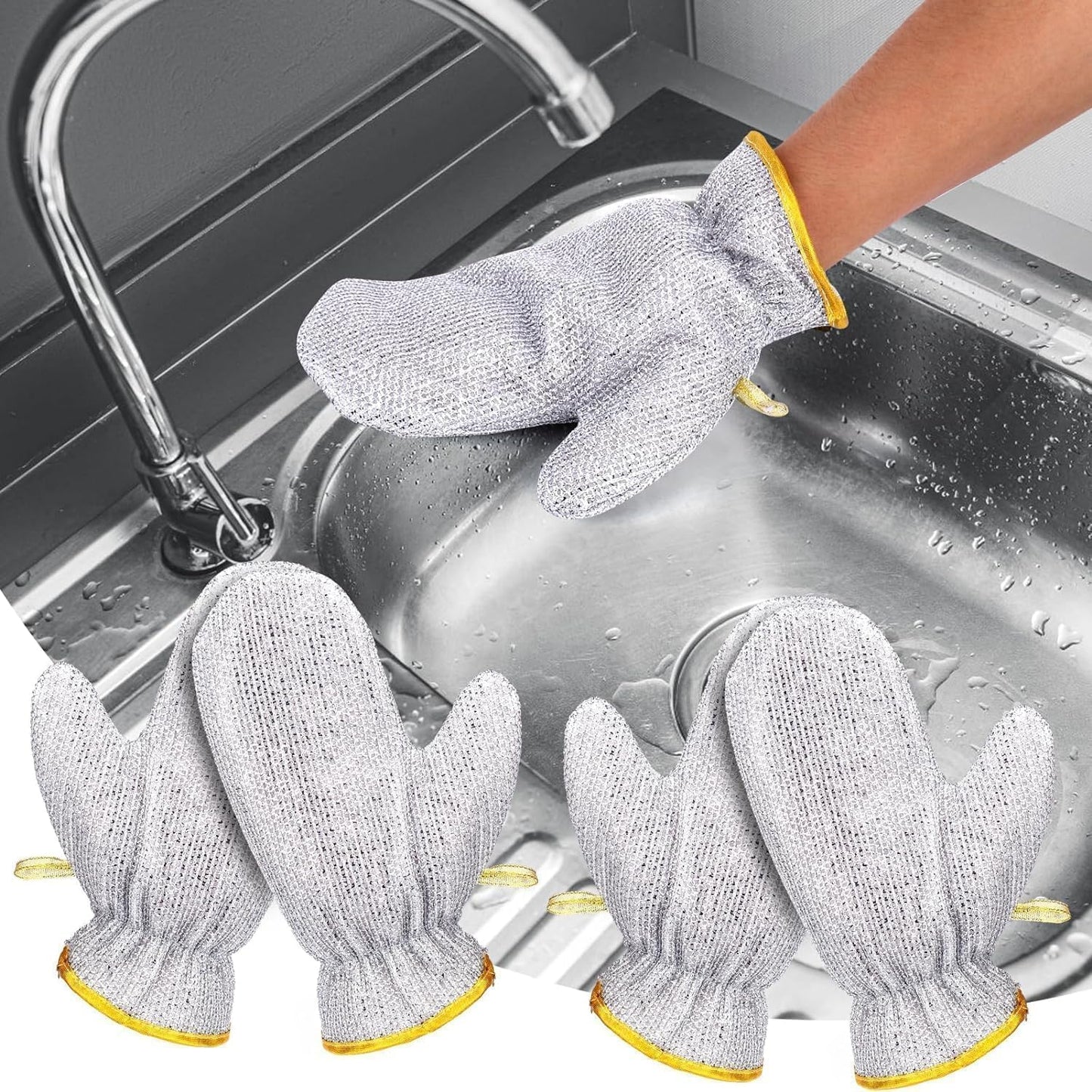 Waterproof Multi-Purpose Scrubbing Gloves (Pack of 2)