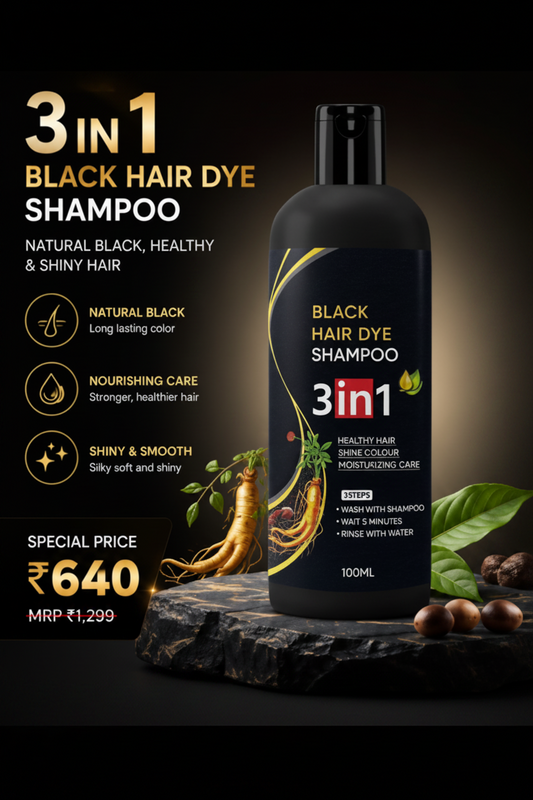 3 in 1 Black Hair Dye Natural shampoo ( Pack Of 4 )