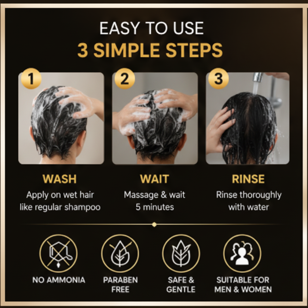 3 in 1 Black Hair Dye Natural shampoo ( Pack Of 4 )